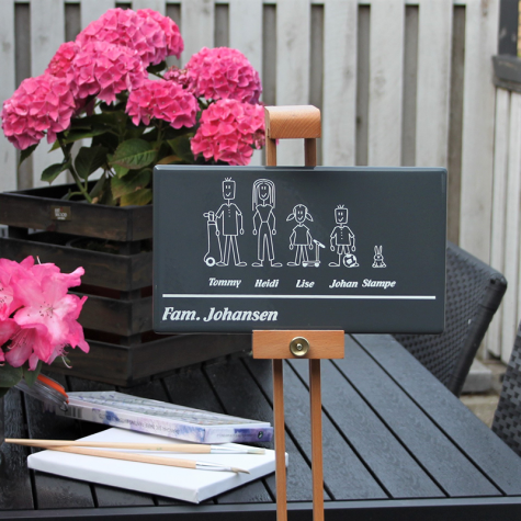 Navneskilt med 5 figurer 28 x 16 CM