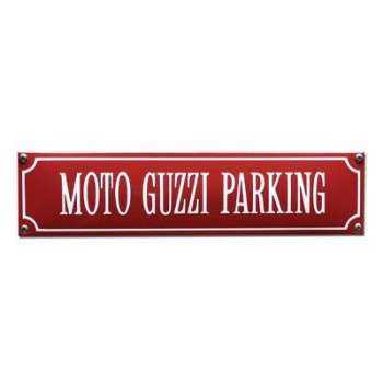 Moto Guzzi Parking Only Rød 33 x 8 cm Emaljehuset