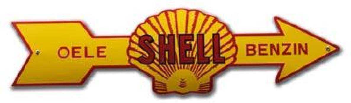Shell Oele & Benzin Emaljeskilt 70 x 22 cm Emaljehuset