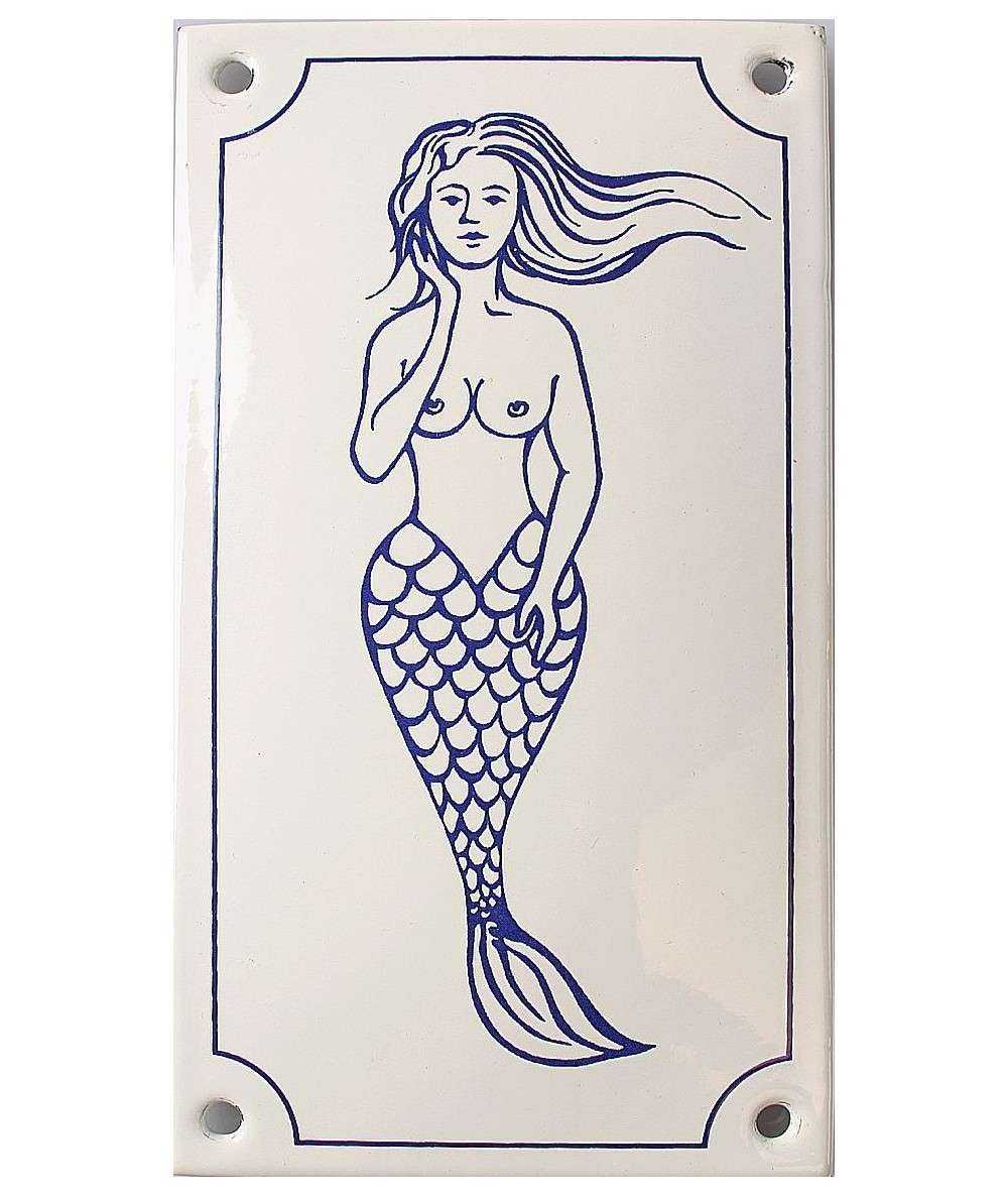 Dame - havfrue 8 x 14 cm Emaljehuset