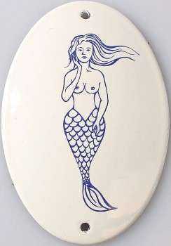 Dame - havfrue (oval) 8 x 11,5 cm Emaljehuset