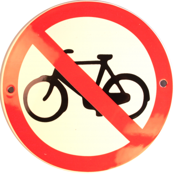 Cykler forbudt Ø 10 cm Emaljehuset