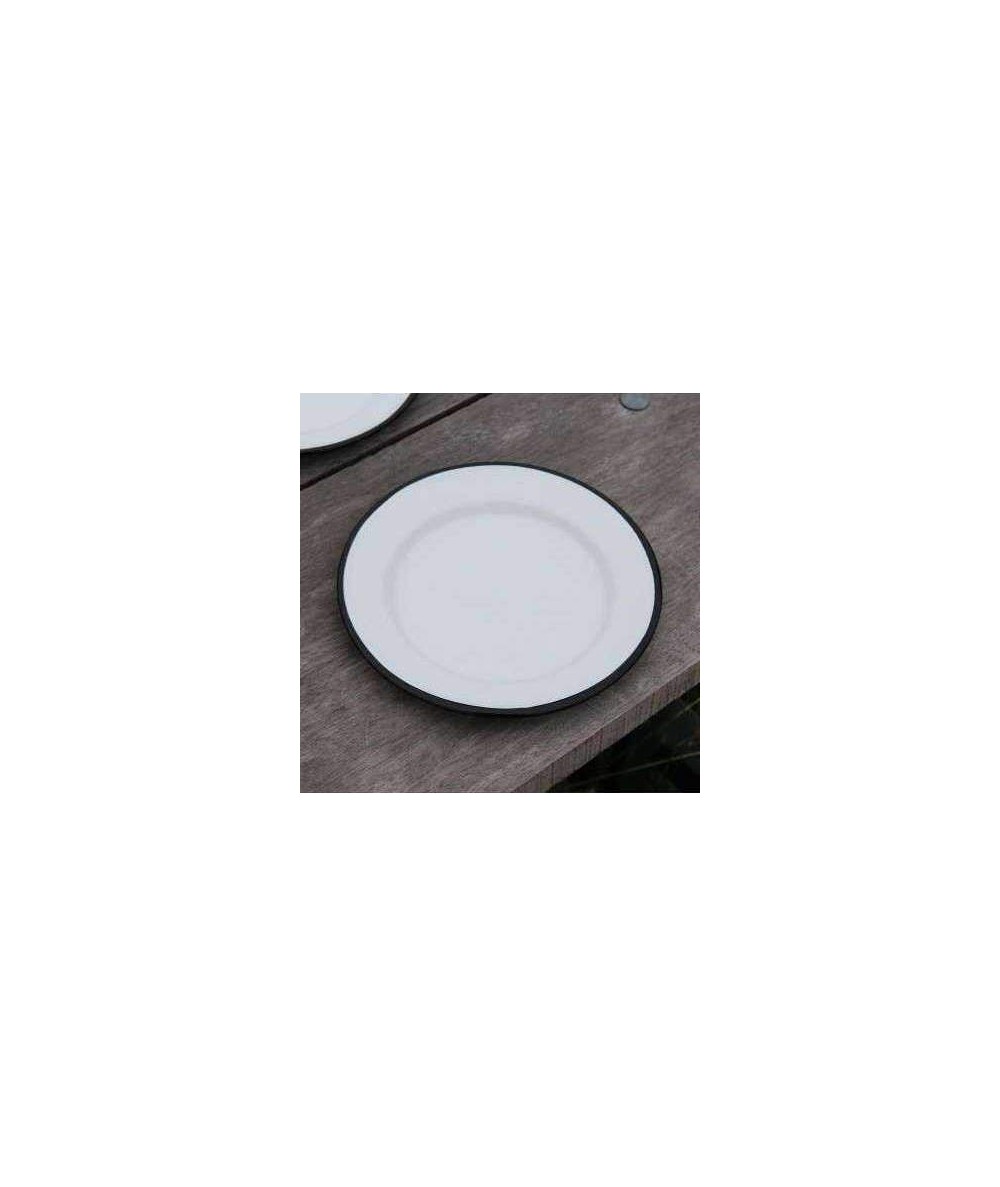 Emaljetallerken i hvid, ø 22 cm Emaljehuset